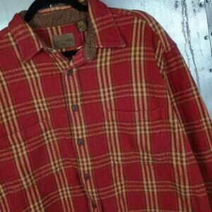 St Johns Bay Vintage Y2K Cotton Flannel Button Up Shirt Large Plaid Heavy Weight